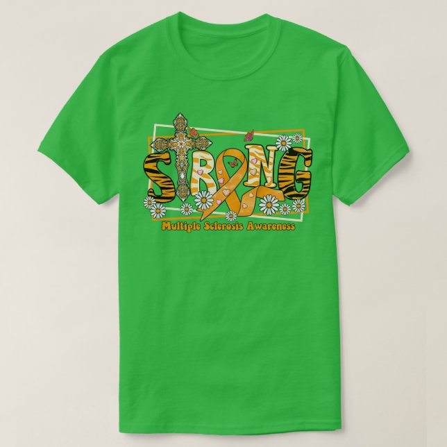 Multipler Sklerose Sensibilisierungskreuz Band sta T-Shirt (Design vorne)