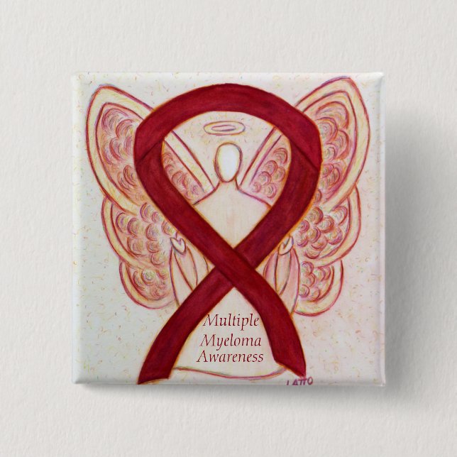 Multiples Myelom Angel Awareness Ribbon Buttone Button (Vorderseite)