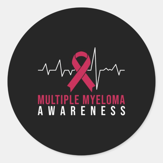 Multiples Myelom Bewusstsein Herzschlag Runder Aufkleber (Vorderseite)