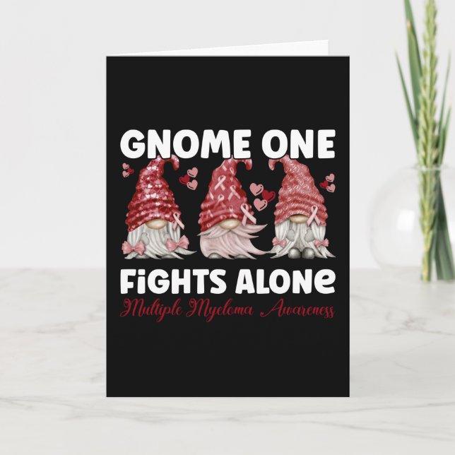 Multiples Myelom/Krebs Burgundy Ribbon Gnome Karte (Vorderseite)
