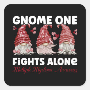 Multiples Myelom/Krebs Burgundy Ribbon Gnome Quadratischer Aufkleber