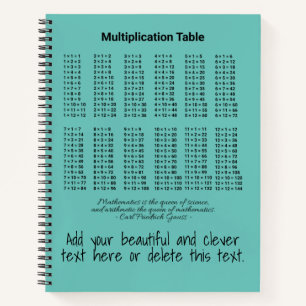 Multiplikationstabelle Notizbuch