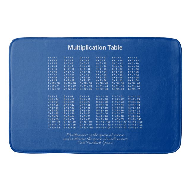 Multiplikationstabelle Weißer Text auf dunkel Badematte (Vorderseite)