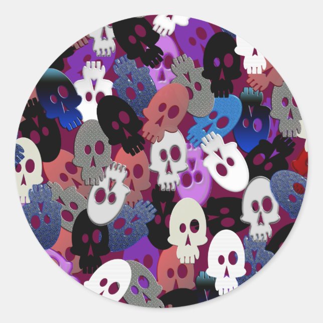 multiskull Massenkarambolage Runder Aufkleber (Vorderseite)