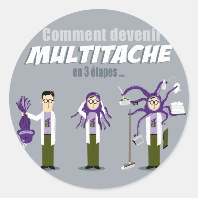 Multitâche Runder Aufkleber (Vorderseite)