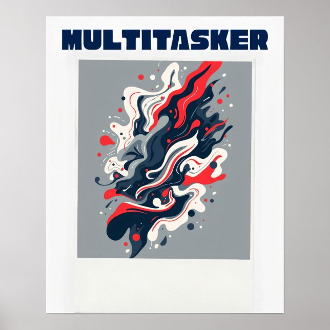 Multitasker Abstract Fluid Art - Modern Retro Poster (Vorne)