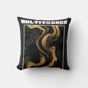 Multitasker Gold & Black Flüssig-Marmor-Abstrakt Kissen