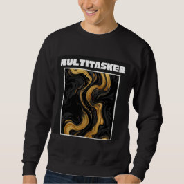 Multitasker Gold & Black Liquid Marble Abstract Sweatshirt