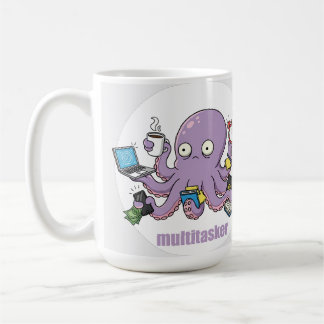 Multitasker – Lustiger chaotischer Oktopus Dunkler Kaffeetasse