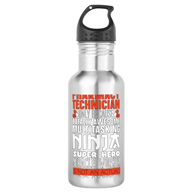 Multitasking Ninja Hero Pharmacy Tech Pharmacist Edelstahlflasche (Vorderseite)