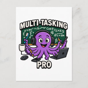 Multitasking Octopus-Klassenzimmer Lerner Pro Feiertagspostkarte