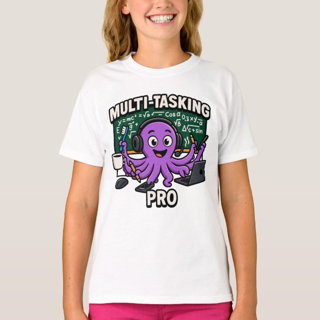 Multitasking Octopus-Klassenzimmer Lerner Pro T-Shirt (Vorderseite)