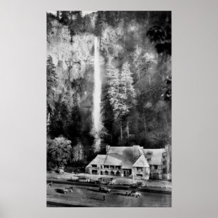 Multnomah Fälle und Häuschen-Fotografie Poster