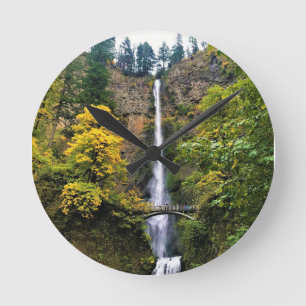 Multnomah Falls, Columbia River Gorge, Oregon Runde Wanduhr
