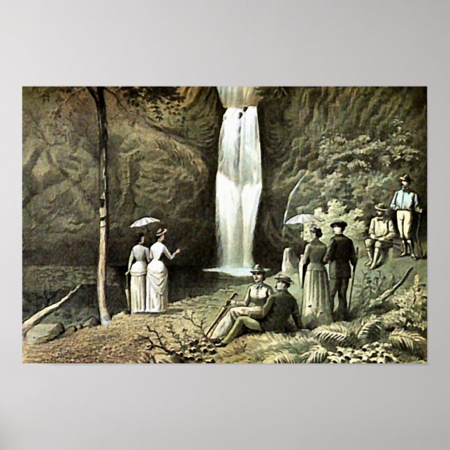 Multnomah Falls Corbett Oregon Edwardian Wall Art Poster (Vorne)