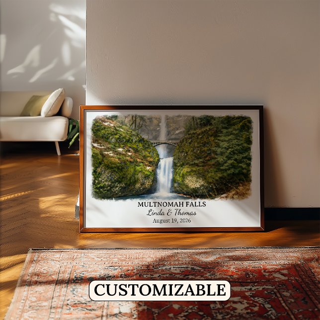 Multnomah Falls Oregon Poster, Aquarell, Maßgeschn Poster (Von Creator hochgeladen)