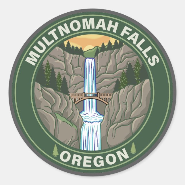 Multnomah Falls Oregon Runder Aufkleber (Vorderseite)
