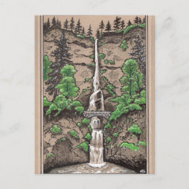 Multnomah Falls, Portland Oregon Landschaft zeichn Postkarte