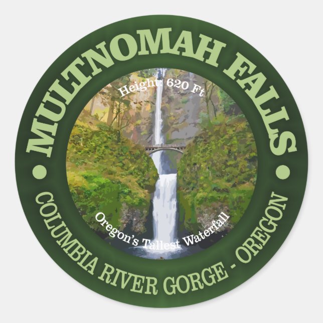 Multnomah Falls Runder Aufkleber (Vorderseite)