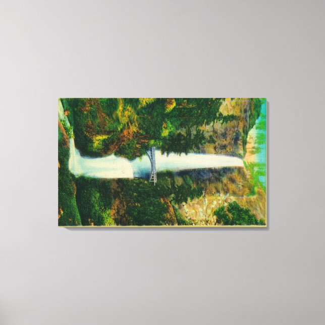 Multnomah Falls und Benson Foot Bridge 2 Leinwanddruck (Vorderseite)