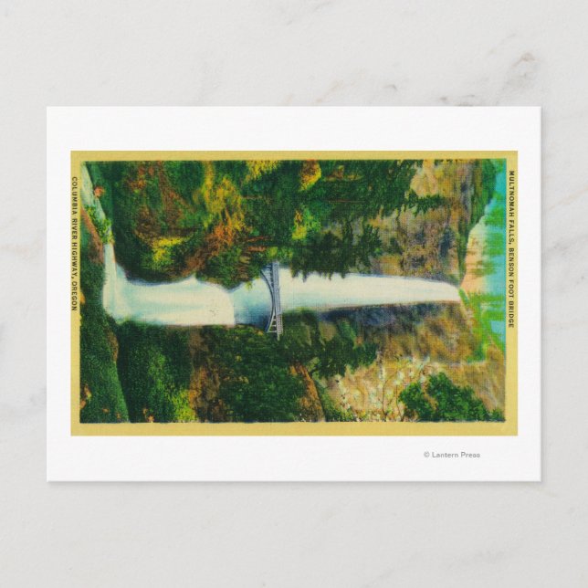 Multnomah Falls und Benson Foot Bridge Postkarte (Vorderseite)