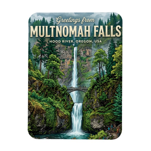 Multnomah Falls USA Magnet (Vertikal)