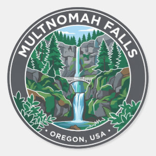 Multnomah Falls USA Runder Aufkleber
