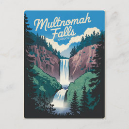 Multnomah Falls Vintag Postkarte