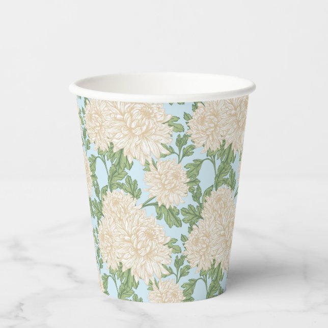 Mum Blume Muster Pappbecher (Vorderseite)