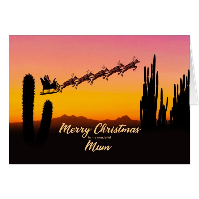 Mum Christmas Santa Over Desert (Vorderseite (Horizontal))