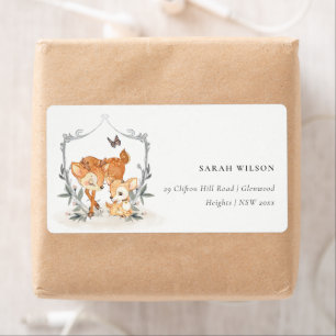 Mum Deer Fawn Floral Wappen Babydusche Anschrift