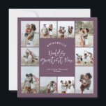 Mum lila, moderne minimale Foto-Collage Einladung<br><div class="desc">Weltbest Mum Drehbuch elegante moderne minimale lila personalisierte Foto Collage einfache saubere Linien Mütter Tageskarte.</div>