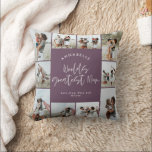 Mum lila, moderne minimale Foto-Collage Kissen<br><div class="desc">Weltbest Mum Drehbuch elegante moderne minimale lila personalisierte Foto Collage einfache saubere Linien Mütter Tag Wohngestaltung Kissen Foto Geschenk.</div>
