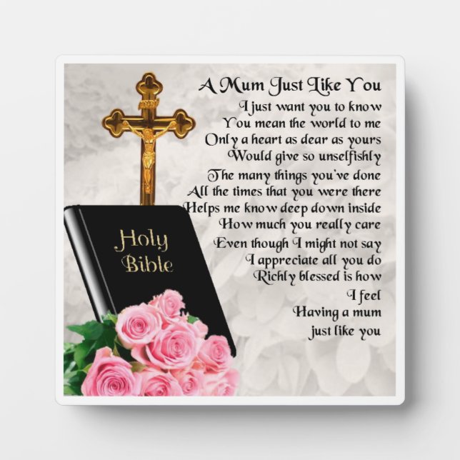 Mum Poem Plaque - Biologie und Rose Design Fotoplatte (Vorderseite)