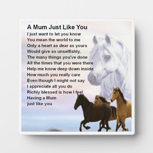 Mum Poem Plaque - Cheval Design (Devant)