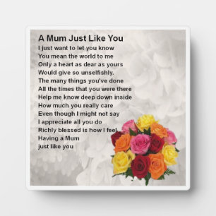 Mum Poem Plaque - Fleurs Design