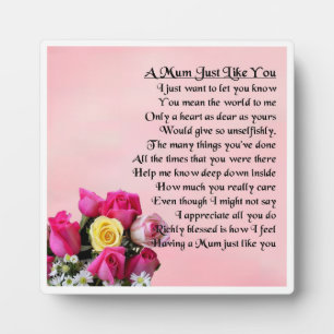 Mum Poem Plaque - Rose Design Fotoplatte