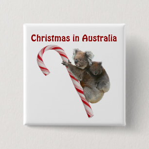 Mum und Joey Koala Candy Cane Weihnachten Button