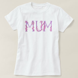 Mum watercolor art orchid text T - Shirt