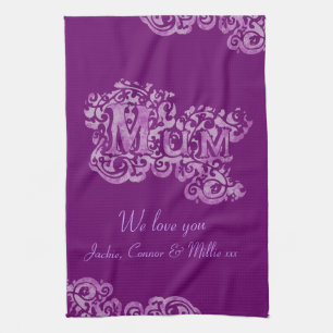 Mum wir Liebe Sie lila Küchentücher