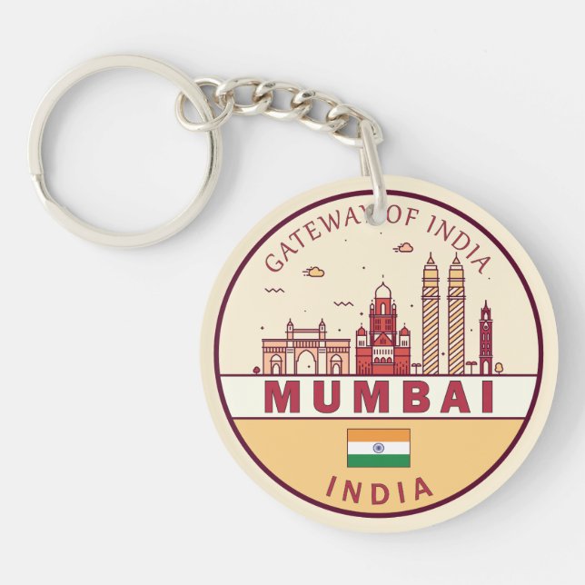 Mumbai India City Skyline Emblem Schlüsselanhänger (Vorderseite)