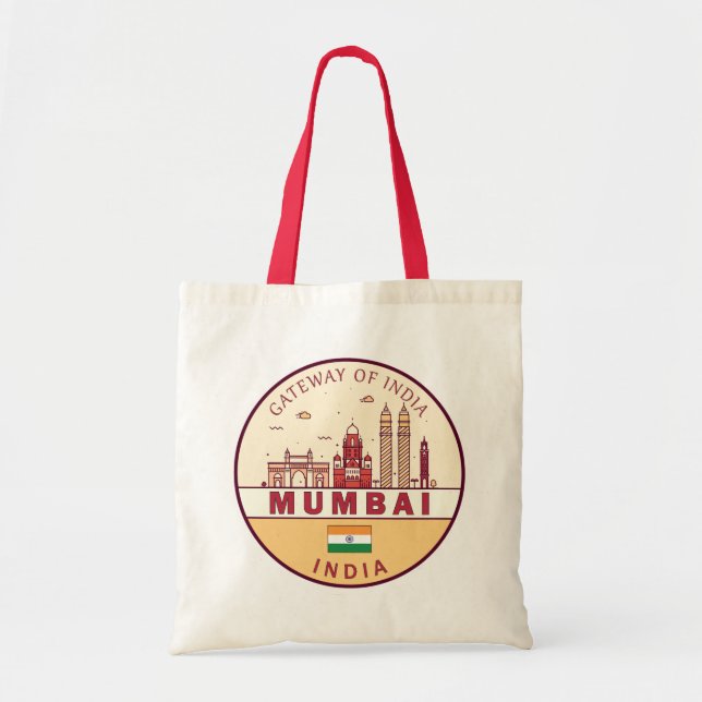Mumbai India City Skyline Emblem Tragetasche (Vorne)