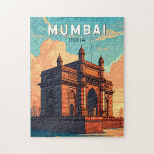 Mumbai India Illustration Travel Art Vintag