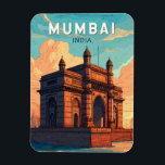 Mumbai India Illustration Travel Art Vintag Magnet<br><div class="desc">Mumbai Retro Vektor-Reise-Design. Vom ikonischen Gateway Indiens zur Energie von Bollywood und Marine Drive,  Mumbai Impulsen mit Kultur,  Handel und Kreativität.</div>