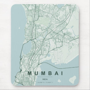 Mumbai Indien Stadtplan Minimal Design Mousepad