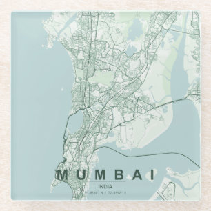 Mumbai Indien Stadtplan Minimales Design Kaffee Glasuntersetzer