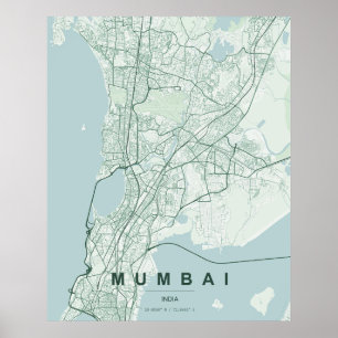 Mumbai Indien Stadtplan Minimales Design Poster