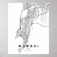 Mumbai-Minimalistische Karte (Schwarz & Weiß)