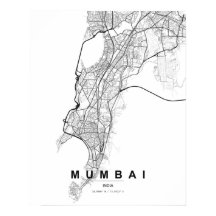 Mumbai-Minimalistische Karte (Schwarz & Weiß)