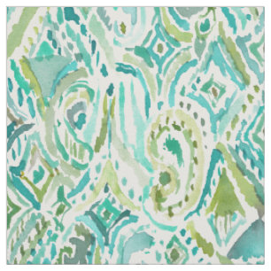 MUMBAI-SCHWINGUNGEN Aqua Paisley Stammes- Stoff